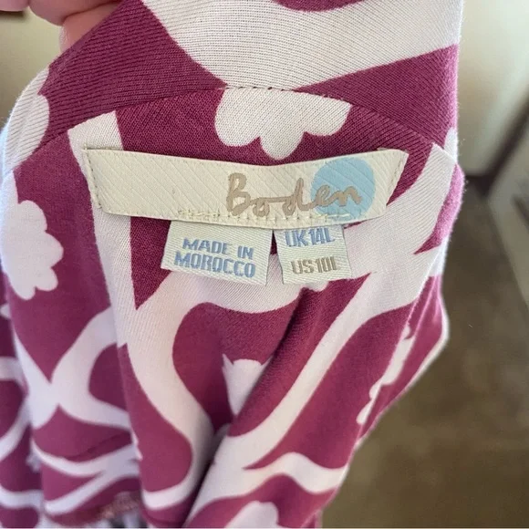 Boden Maxi Dress Long Geo Floral Print V Neck Sleeveless Purple White Twist: 10 - Picture 7 of 10